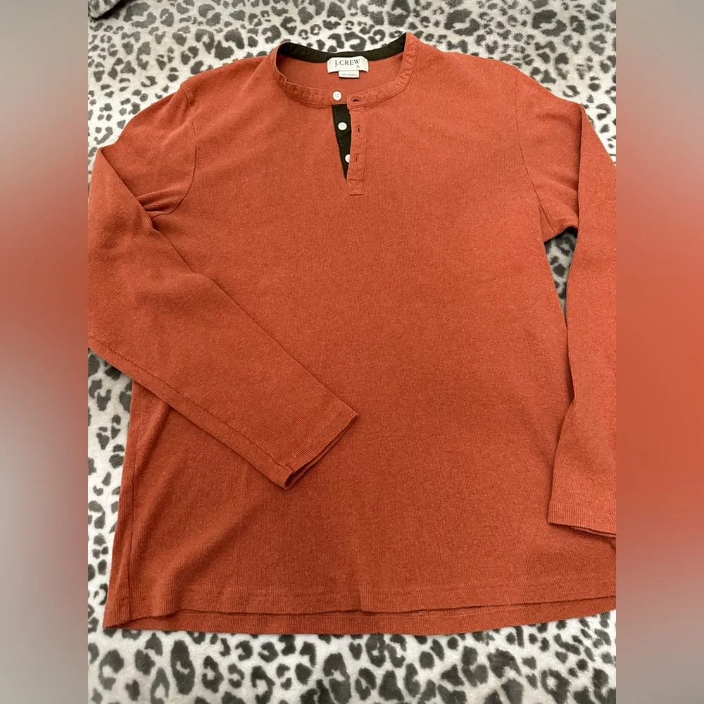 Y2K J. Crew Thermal Henley in Dark Cinnamon Size XL Men’s